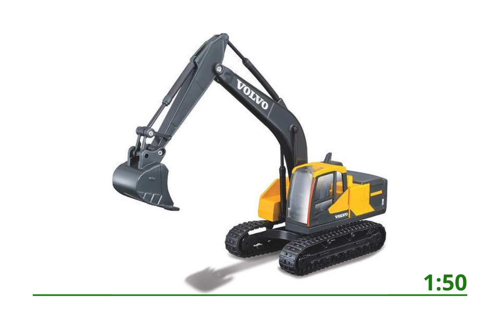 Schaal 1:50 Volvo ec220e van motorart. Model is voorzien van: Brede rupsen Treeplank Powertilt Brede bak Trimble gps